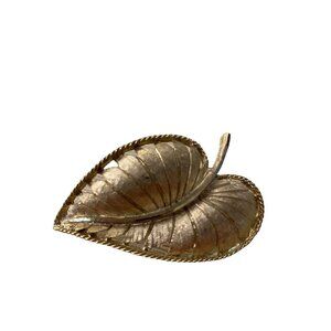 Signed BSK Goldtone Brooch Brushed Leaf Textured 2.1" Pin